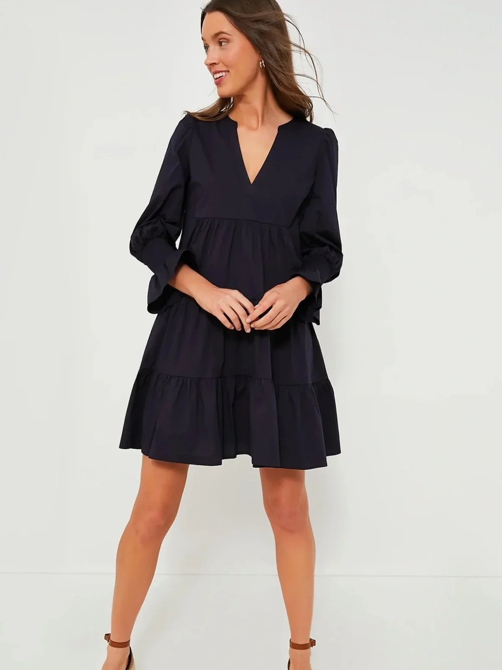 Navy Cotton Poplin Kenzo Dress Sz. S